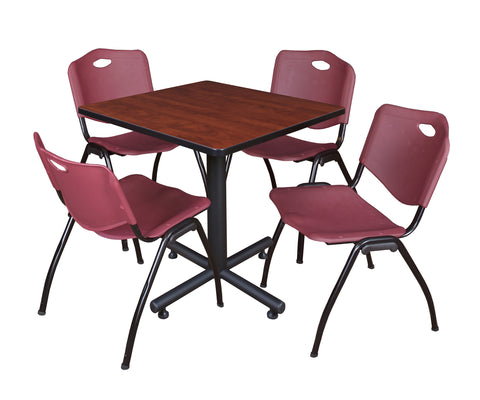 Regency Kobe 30 in. Square XBase Breakroom Table 4 M Stack Chairs