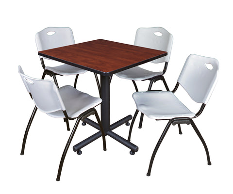 Regency Kobe 30 in. Square XBase Breakroom Table 4 M Stack Chairs