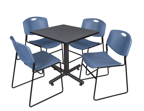 Regency Kobe 30 in. Square XBase Breakroom Table 4 Zeng Stack Chairs