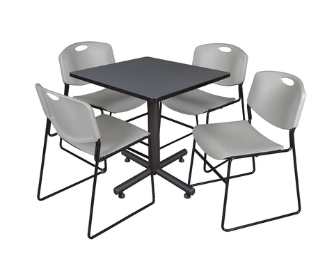 Regency Kobe 30 in. Square XBase Breakroom Table 4 Zeng Stack Chairs
