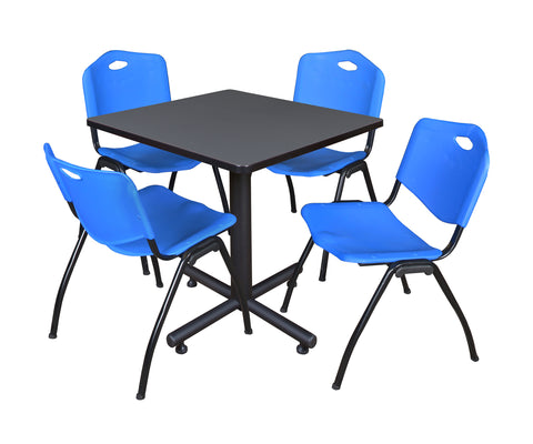 Regency Kobe 30 in. Square XBase Breakroom Table 4 M Stack Chairs