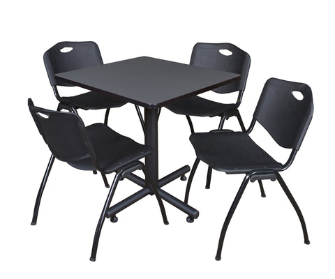 Regency Kobe 30 in. Square XBase Breakroom Table 4 M Stack Chairs