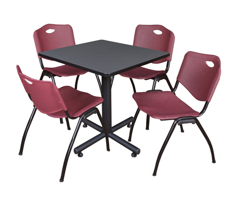 Regency Kobe 30 in. Square XBase Breakroom Table 4 M Stack Chairs
