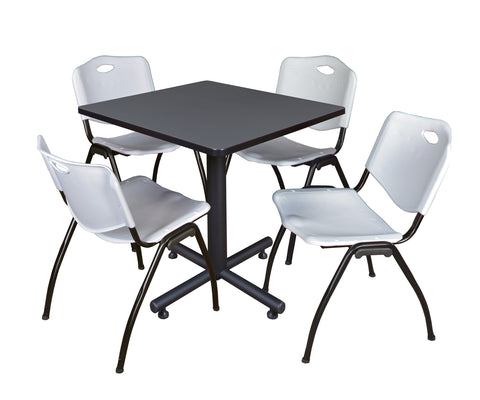 Regency Kobe 30 in. Square XBase Breakroom Table 4 M Stack Chairs