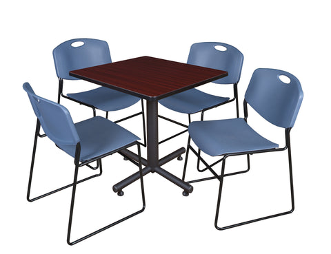 Regency Kobe 30 in. Square XBase Breakroom Table 4 Zeng Stack Chairs