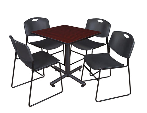 Regency Kobe 30 in. Square XBase Breakroom Table 4 Zeng Stack Chairs