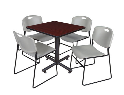 Regency Kobe 30 in. Square XBase Breakroom Table 4 Zeng Stack Chairs