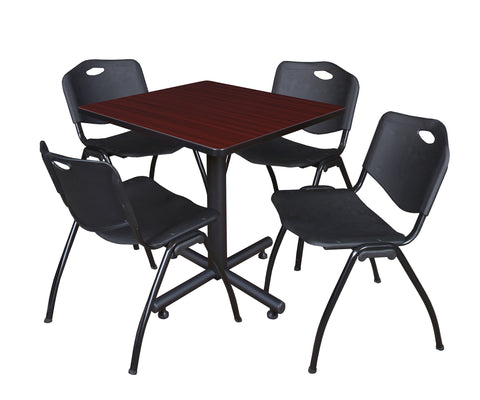 Regency Kobe 30 in. Square XBase Breakroom Table 4 M Stack Chairs