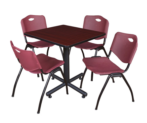 Regency Kobe 30 in. Square XBase Breakroom Table 4 M Stack Chairs