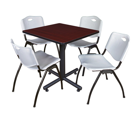 Regency Kobe 30 in. Square XBase Breakroom Table 4 M Stack Chairs