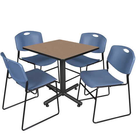 Regency Kobe 30 in. Square XBase Breakroom Table 4 Zeng Stack Chairs