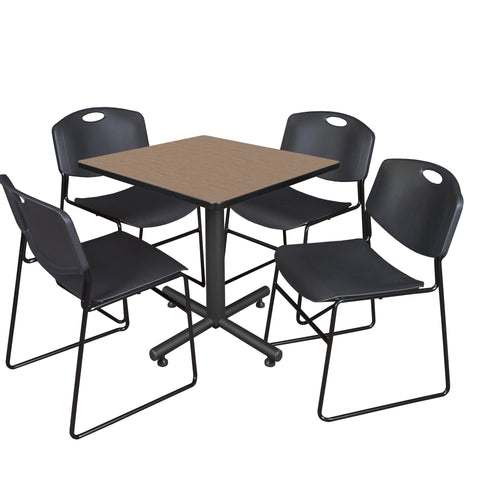 Regency Kobe 30 in. Square XBase Breakroom Table 4 Zeng Stack Chairs