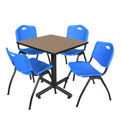 Regency Kobe 30 in. Square XBase Breakroom Table 4 M Stack Chairs