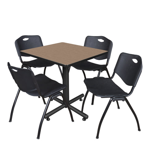 Regency Kobe 30 in. Square XBase Breakroom Table 4 M Stack Chairs