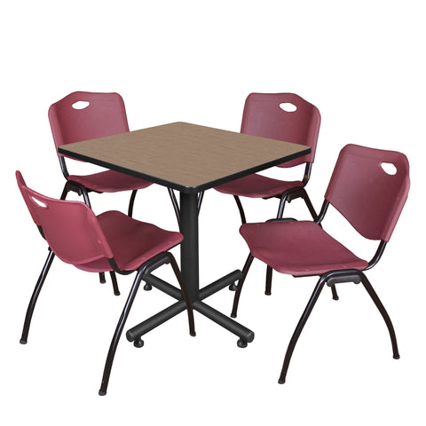 Regency Kobe 30 in. Square XBase Breakroom Table 4 M Stack Chairs