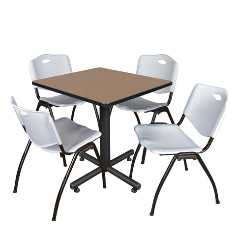 Regency Kobe 30 in. Square XBase Breakroom Table 4 M Stack Chairs