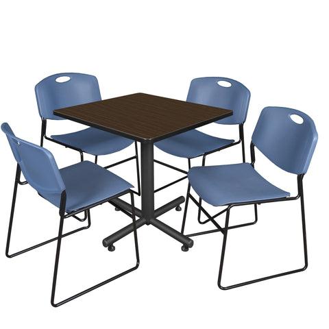 Regency Kobe 30 in. Square XBase Breakroom Table 4 Zeng Stack Chairs