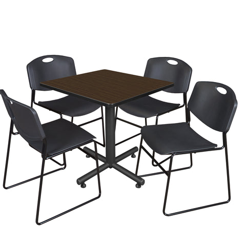 Regency Kobe 30 in. Square XBase Breakroom Table 4 Zeng Stack Chairs