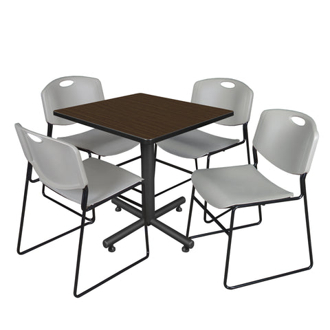 Regency Kobe 30 in. Square XBase Breakroom Table 4 Zeng Stack Chairs