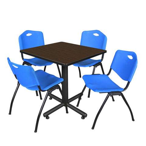 Regency Kobe 30 in. Square XBase Breakroom Table 4 M Stack Chairs