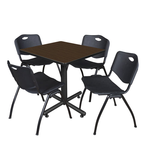 Regency Kobe 30 in. Square XBase Breakroom Table 4 M Stack Chairs