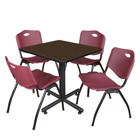 Regency Kobe 30 in. Square XBase Breakroom Table 4 M Stack Chairs