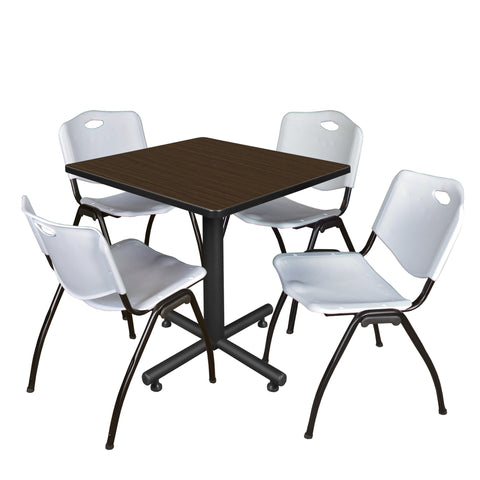Regency Kobe 30 in. Square XBase Breakroom Table 4 M Stack Chairs