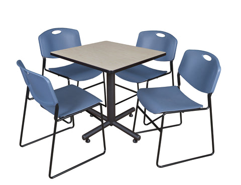 Regency Kobe 30 in. Square XBase Breakroom Table 4 Zeng Stack Chairs