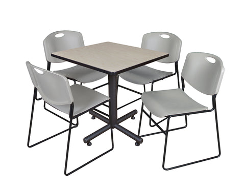 Regency Kobe 30 in. Square XBase Breakroom Table 4 Zeng Stack Chairs