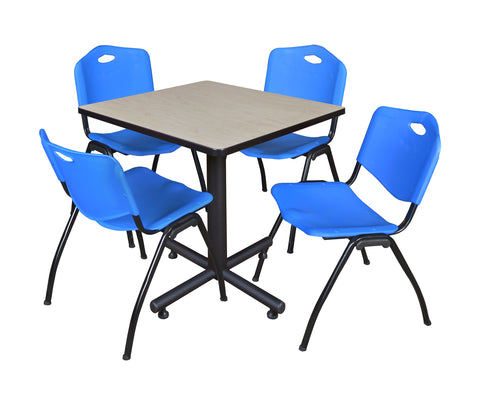 Regency Kobe 30 in. Square XBase Breakroom Table 4 M Stack Chairs