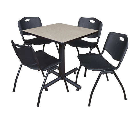 Regency Kobe 30 in. Square XBase Breakroom Table 4 M Stack Chairs