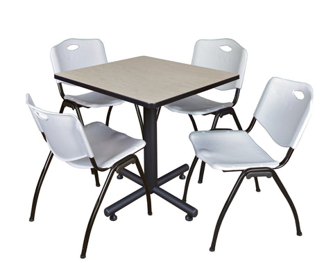 Regency Kobe 30 in. Square XBase Breakroom Table 4 M Stack Chairs