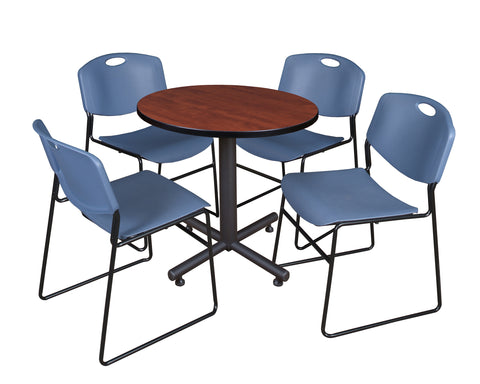 Regency Kobe 30 in. Square XBase Breakroom Table 4 Zeng Stack Chairs