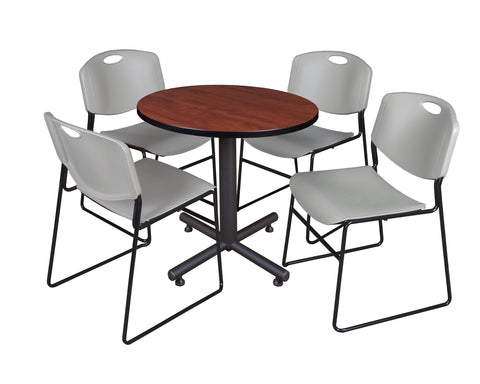 Regency Kobe 30 in. Square XBase Breakroom Table 4 Zeng Stack Chairs