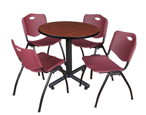 Regency Kobe 30 in. Square XBase Breakroom Table 4 M Stack Chairs