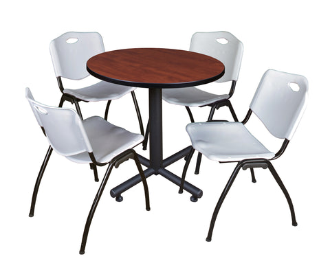 Regency Kobe 30 in. Square XBase Breakroom Table 4 M Stack Chairs