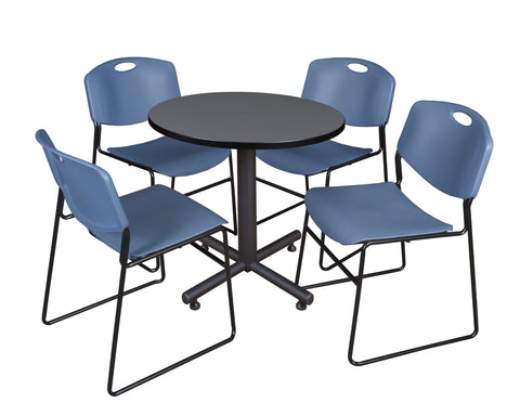 Regency Kobe 30 in. Square XBase Breakroom Table 4 Zeng Stack Chairs