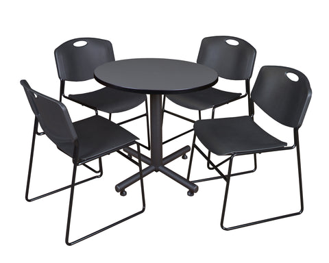 Regency Kobe 30 in. Square XBase Breakroom Table 4 Zeng Stack Chairs