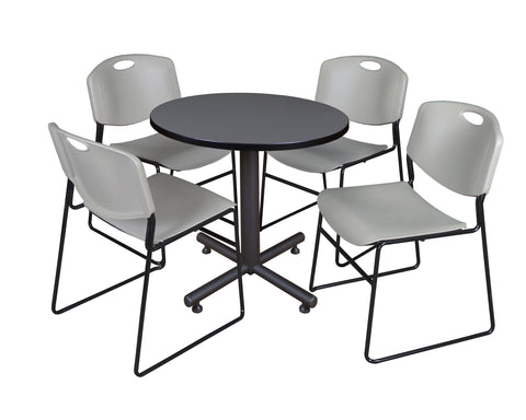 Regency Kobe 30 in. Square XBase Breakroom Table 4 Zeng Stack Chairs