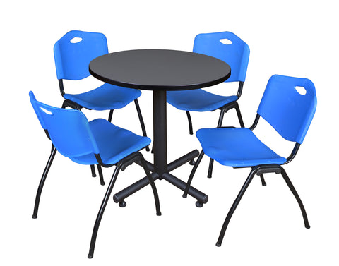 Regency Kobe 30 in. Square XBase Breakroom Table 4 M Stack Chairs
