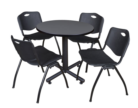 Regency Kobe 30 in. Square XBase Breakroom Table 4 M Stack Chairs