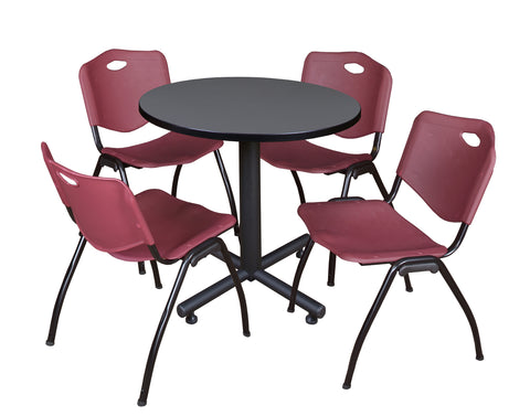Regency Kobe 30 in. Square XBase Breakroom Table 4 M Stack Chairs