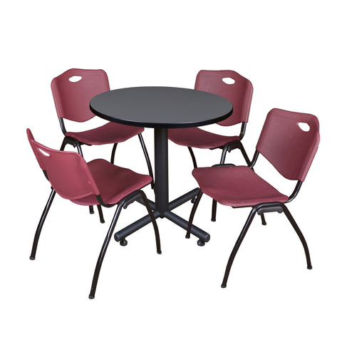 Grey / Burgundy / 30 x 30 Round