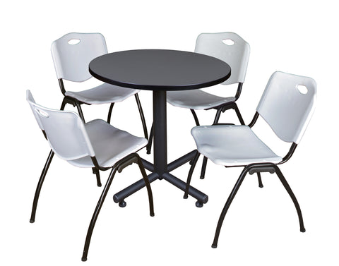 Regency Kobe 30 in. Square XBase Breakroom Table 4 M Stack Chairs