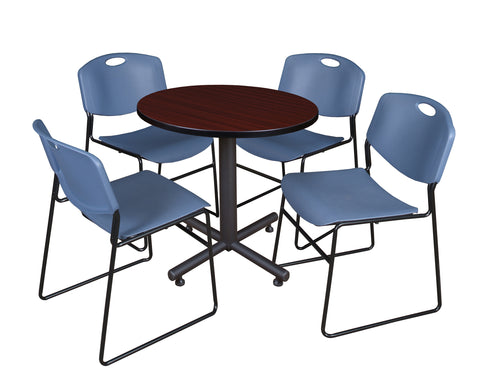 Regency Kobe 30 in. Square XBase Breakroom Table 4 Zeng Stack Chairs