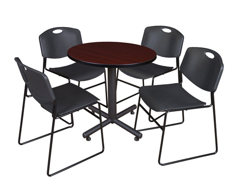 Regency Kobe 30 in. Square XBase Breakroom Table 4 Zeng Stack Chairs