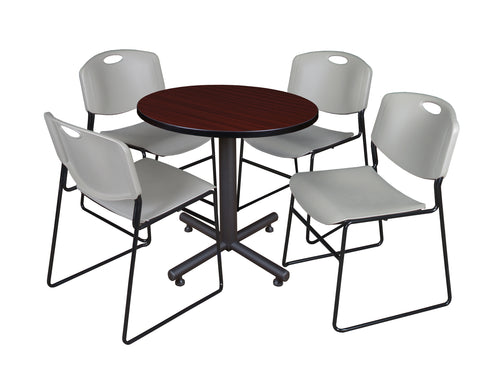Regency Kobe 30 in. Square XBase Breakroom Table 4 Zeng Stack Chairs