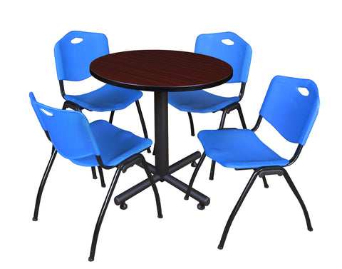 Regency Kobe 30 in. Square XBase Breakroom Table 4 M Stack Chairs