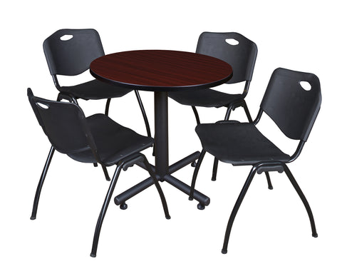 Regency Kobe 30 in. Square XBase Breakroom Table 4 M Stack Chairs
