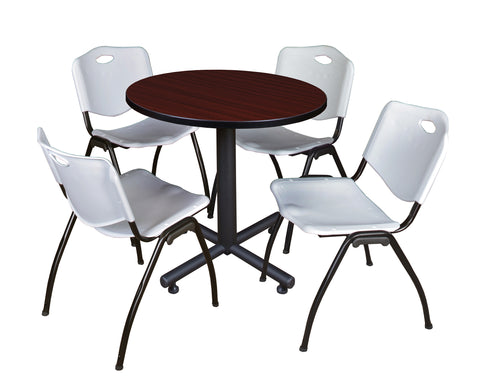 Regency Kobe 30 in. Square XBase Breakroom Table 4 M Stack Chairs